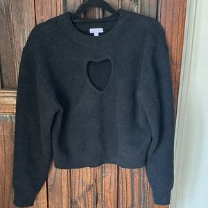 Black Heart Cutout Sweater